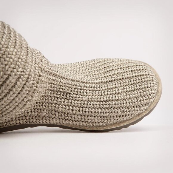 UGG Classic Cardy Shearling Footbed Gray Knit Sweater Boot Women 8 US - Picture 4 of 6
